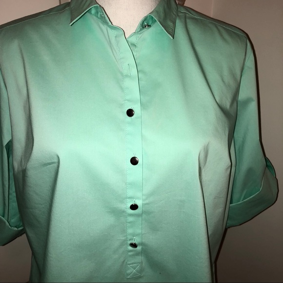 NWT NY&Co Size L Madison Pop Over Stretch Shirt - Picture 2 of 8